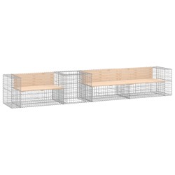 vidaXL Banco de jardín con cesta de gaviones madera maciza de pino