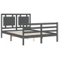 vidaXL Estructura de cama con cabecero madera maciza gris 140x200 cm