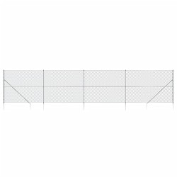 vidaXL Cerca de alambre con pinchos de anclaje plateado 1,4x10 m