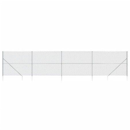 vidaXL Cerca de alambre con pinchos de anclaje plateado 1,4x10 m