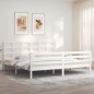 vidaXL Estructura de cama con cabecero madera maciza blanco 200x200 cm vidaXL Estructura de cama con cabecero madera maciza blanco 200x200 cm