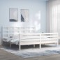 vidaXL Estructura de cama con cabecero madera maciza blanco 200x200 cm vidaXL Estructura de cama con cabecero madera maciza blanco 200x200 cm