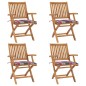 vidaXL Sillas de jardín plegables 4 uds madera maciza teca con cojines vidaXL Sillas de jardín plegables 4 uds madera maciza teca con cojines