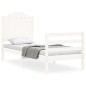 vidaXL Estructura de cama individual con cabecero madera maciza blanco