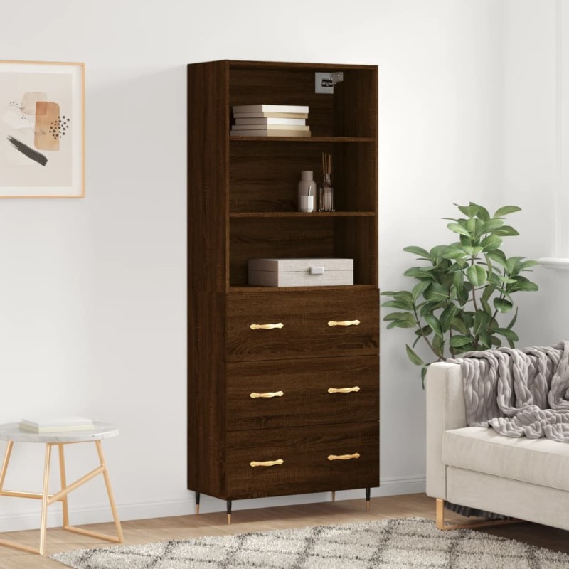 vidaXL Aparador alto madera contrachapada marrón roble 69,5x34x180 cm vidaXL Aparador alto madera contrachapada marrón roble 69,5x34x180 cm