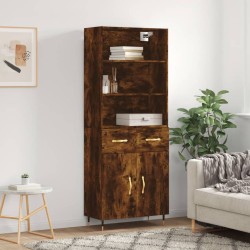 vidaXL Aparador alto madera contrachapada roble ahumado 69,5x34x180 cm