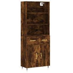 vidaXL Aparador alto madera contrachapada roble ahumado 69,5x34x180 cm