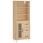 vidaXL Aparador alto madera contrachapada color roble 69,5x34x180 cm vidaXL Aparador alto madera contrachapada color roble 69,5x34x180 cm