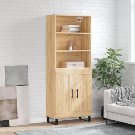 vidaXL Aparador alto madera contrachapada color roble 69,5x34x180 cm