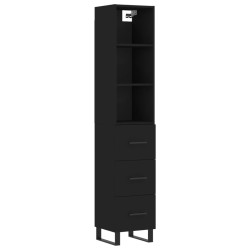 vidaXL Aparador de madera contrachapada negro 34,5x34x180 cm