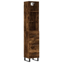 vidaXL Aparador de madera contrachapada roble ahumado 34,5x34x180 cm