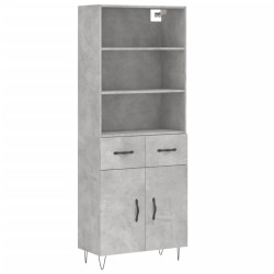 vidaXL Aparador alto madera contrachapada gris hormigón 69,5x34x180 cm