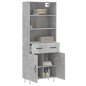 vidaXL Aparador alto madera contrachapada gris hormigón 69,5x34x180 cm vidaXL Aparador alto madera contrachapada gris hormigón 69,5x34x180 cm
