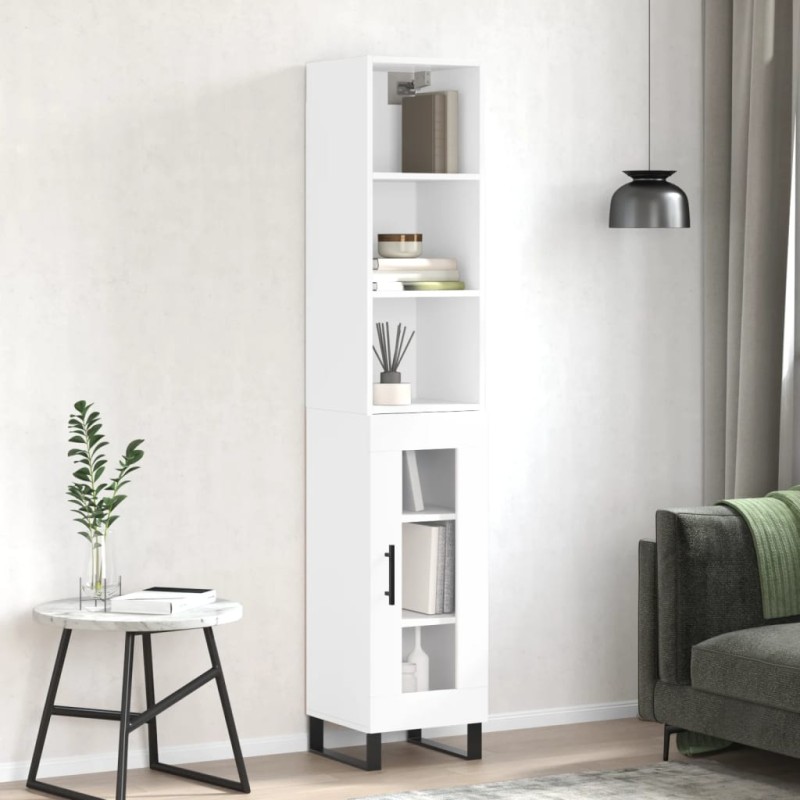 vidaXL Aparador alto madera contrachapada blanco brillo 34,5x34x180 cm vidaXL Aparador alto madera contrachapada blanco brillo 34,5x34x180 cm