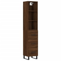 vidaXL Aparador alto madera contrachapada roble marrón 34,5x34x180 cm