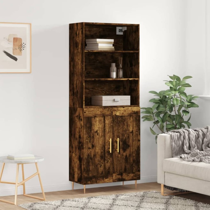 vidaXL Aparador alto madera contrachapada roble ahumado 69,5x34x180 cm vidaXL Aparador alto madera contrachapada roble ahumado 69,5x34x180 cm