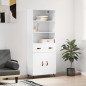vidaXL Aparador alto madera contrachapada blanco brillo 69,5x34x180 cm