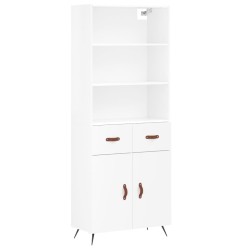vidaXL Aparador alto madera contrachapada blanco brillo 69,5x34x180 cm