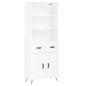 vidaXL Aparador alto madera contrachapada blanco brillo 69,5x34x180 cm
