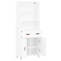 vidaXL Aparador alto madera contrachapada blanco brillo 69,5x34x180 cm