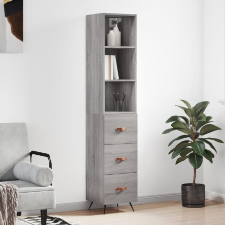 vidaXL Aparador alto madera contrachapada gris Sonoma 34,5x34x180 cm
