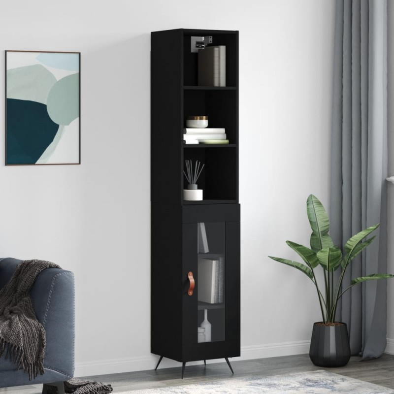 vidaXL Aparador de madera contrachapada negro 34,5x34x180 cm vidaXL Aparador de madera contrachapada negro 34,5x34x180 cm