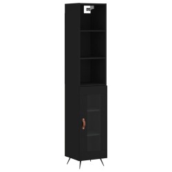 vidaXL Aparador de madera contrachapada negro 34,5x34x180 cm