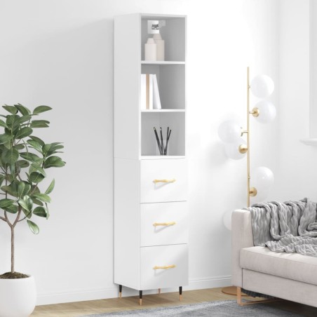 vidaXL Aparador alto madera contrachapada blanco 34,5x34x180 cm