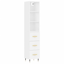 vidaXL Aparador alto madera contrachapada blanco 34,5x34x180 cm