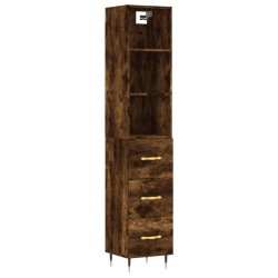 vidaXL Aparador de madera contrachapada roble ahumado 34,5x34x180 cm