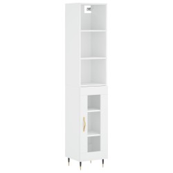 vidaXL Aparador alto madera contrachapada blanco 34,5x34x180 cm