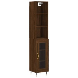 vidaXL Aparador alto madera contrachapada roble marrón 34,5x34x180 cm