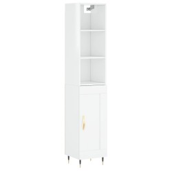 vidaXL Aparador alto madera contrachapada blanco brillo 34,5x34x180 cm
