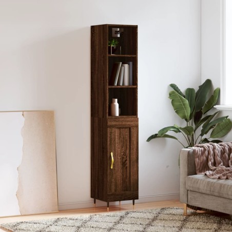 vidaXL Aparador alto madera contrachapada roble marrón 34,5x34x180 cm