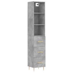 vidaXL Aparador de madera contrachapada gris hormigón 34,5x34x180 cm