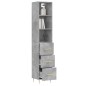 vidaXL Aparador de madera contrachapada gris hormigón 34,5x34x180 cm