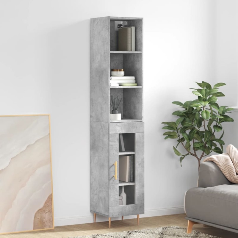vidaXL Aparador de madera contrachapada gris hormigón 34,5x34x180 cm vidaXL Aparador de madera contrachapada gris hormigón 34,5x34x180 cm