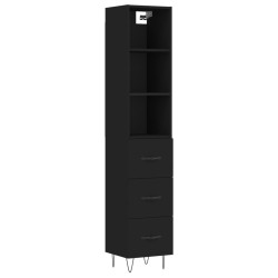 vidaXL Aparador de madera contrachapada negro 34,5x34x180 cm