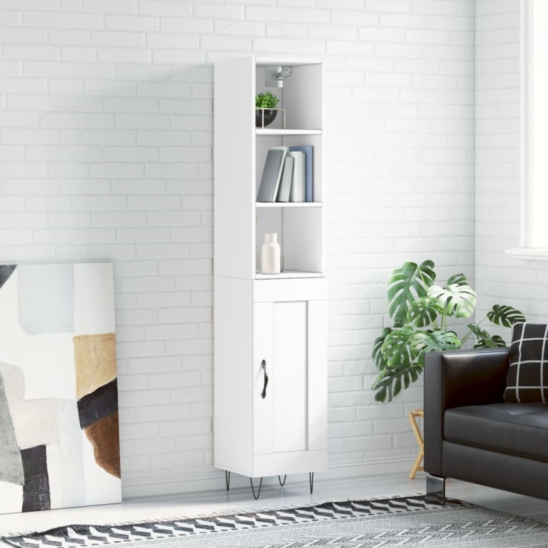 vidaXL Aparador alto madera contrachapada blanco 34,5x34x180 cm vidaXL Aparador alto madera contrachapada blanco 34,5x34x180 cm