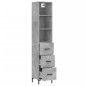 vidaXL Aparador de madera contrachapada gris hormigón 34,5x34x180 cm