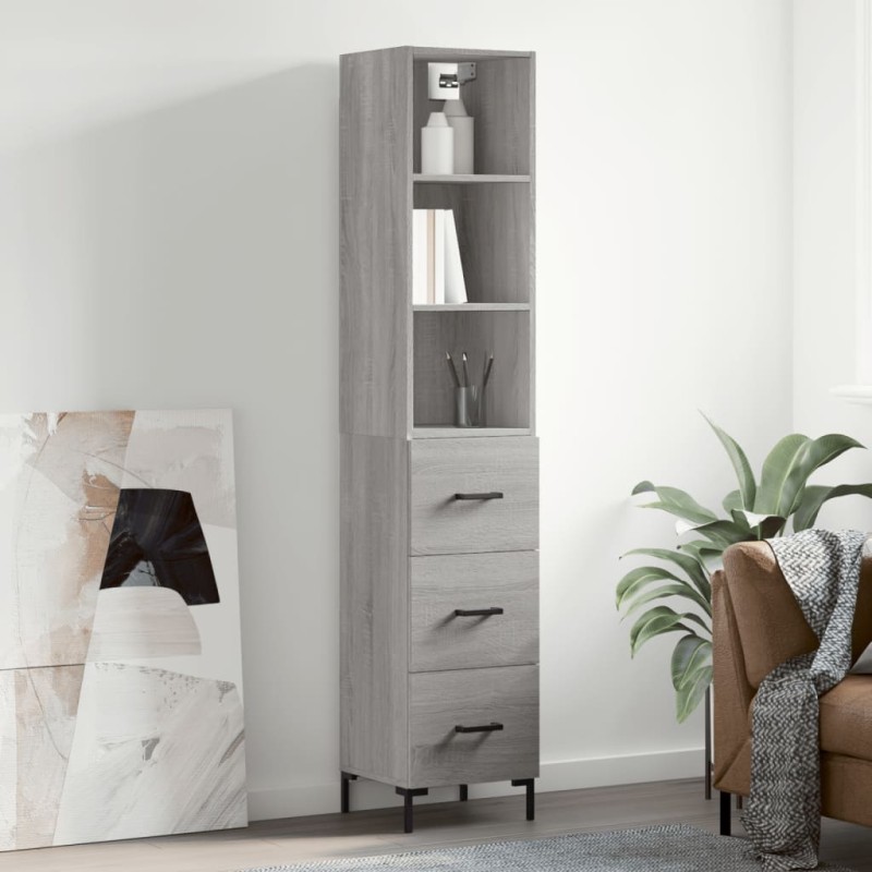 vidaXL Aparador alto madera contrachapada gris Sonoma 34,5x34x180 cm vidaXL Aparador alto madera contrachapada gris Sonoma 34,5x34x180 cm