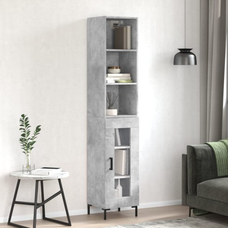 vidaXL Aparador de madera contrachapada gris hormigón 34,5x34x180 cm