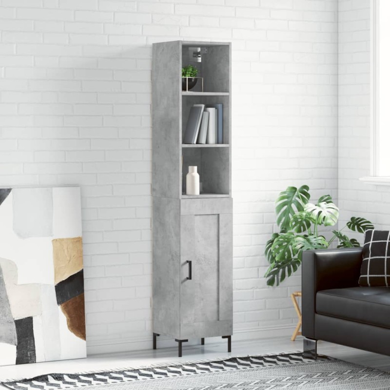 vidaXL Aparador de madera contrachapada gris hormigón 34,5x34x180 cm vidaXL Aparador de madera contrachapada gris hormigón 34,5x34x180 cm