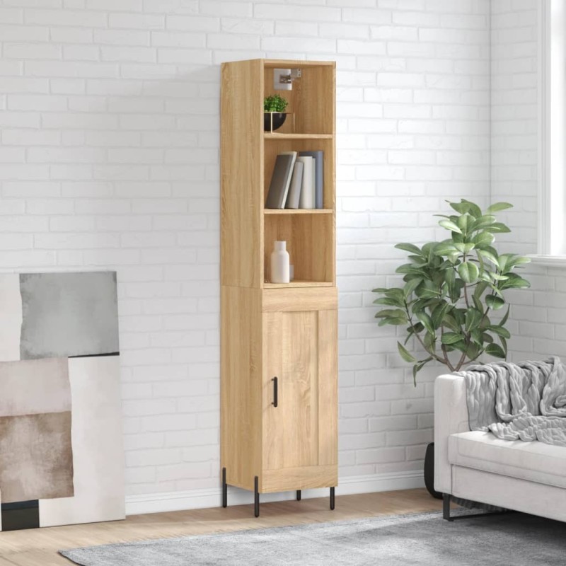 vidaXL Aparador de madera contrachapada roble Sonoma 34,5x34x180 cm vidaXL Aparador de madera contrachapada roble Sonoma 34,5x34x180 cm