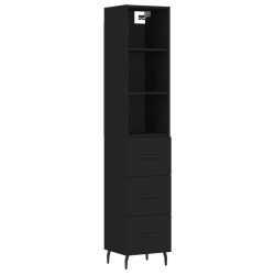 vidaXL Aparador de madera contrachapada negro 34,5x34x180 cm