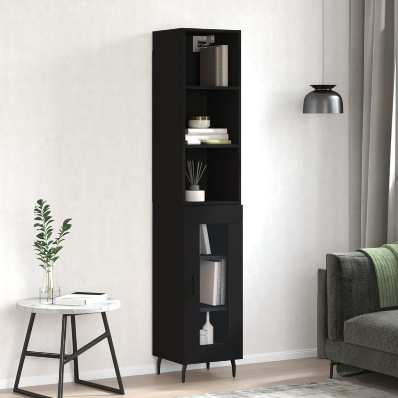 vidaXL Aparador de madera contrachapada negro 34,5x34x180 cm vidaXL Aparador de madera contrachapada negro 34,5x34x180 cm