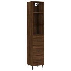 vidaXL Aparador alto madera contrachapada roble marrón 34,5x34x180 cm