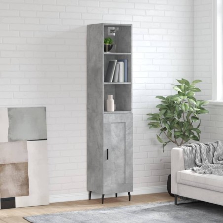 vidaXL Aparador de madera contrachapada gris hormigón 34,5x34x180 cm