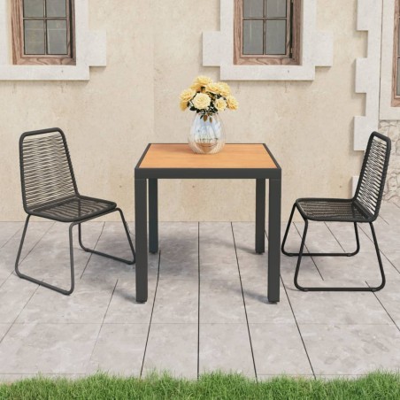 vidaXL Set de comedor de jardín de 3 piezas PVC ratán negro y marrón