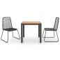 vidaXL Set de comedor de jardín de 3 piezas PVC ratán negro y marrón vidaXL Set de comedor de jardín de 3 piezas PVC ratán negro y marrón